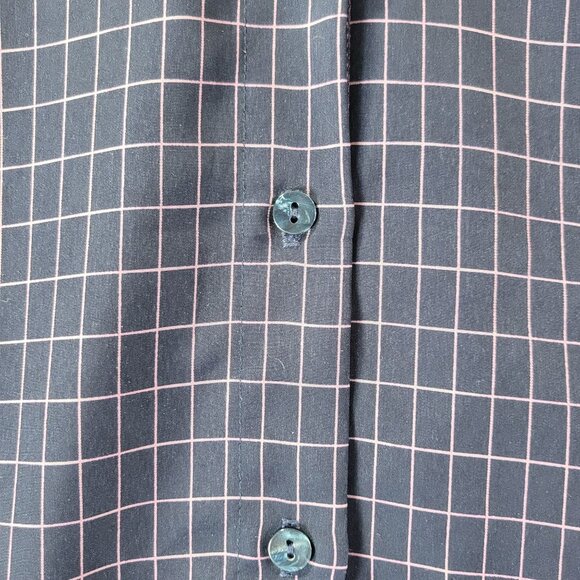 Haley Womens‎ Sleeveless Button Up M Navy Pink Plaid Check Collared Top Golf - Picture 4 of 10